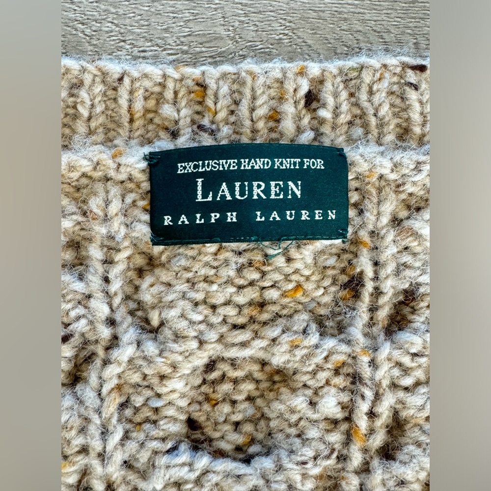 Lauren Ralph Lauren Cream Cable Knit Button Front Cardigan - Picture 6 of 12